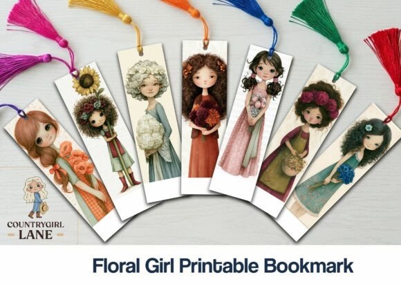 Download Floral Girl Printable Bookmark - Floral Collection