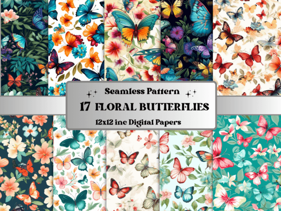 Download Seamless Floral Butterfly Pattern Paper - Floral Collection