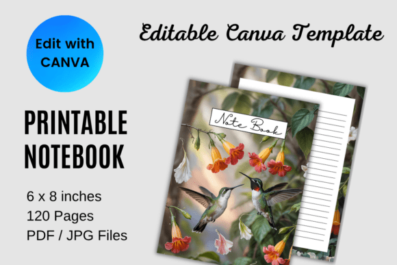 Download Hummingbird Floral Printable Notebook - Floral Collection