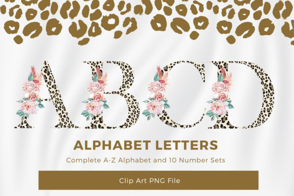 Download Leopard Floral Alphabet Sublimation Font - Floral Collection