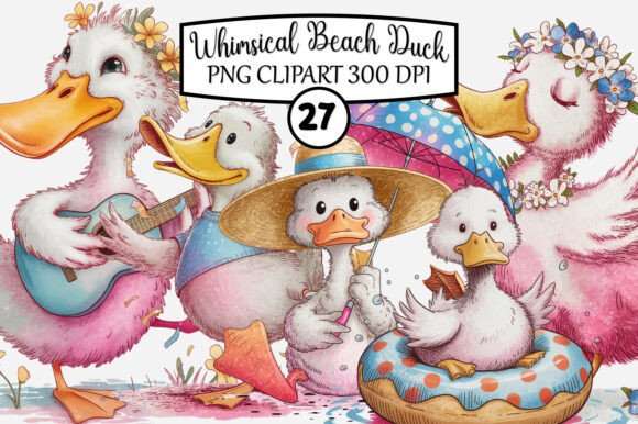 Download Whimsical Beach Duck Clipart - Duck clipart Collection