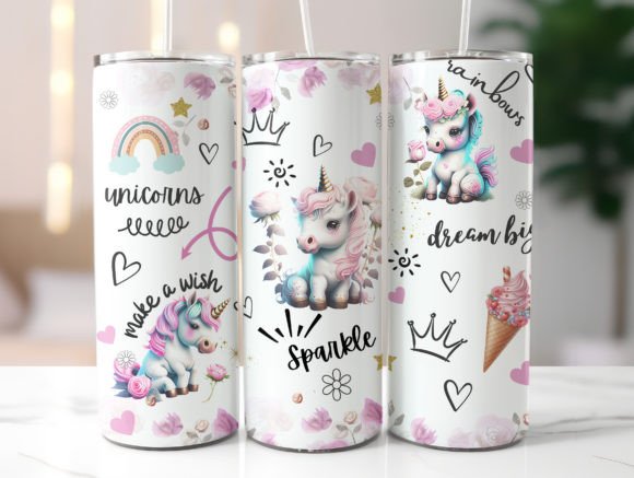 Download Pink Unicorn 20oz Skinny Tumbler Wrap - Premium Resources