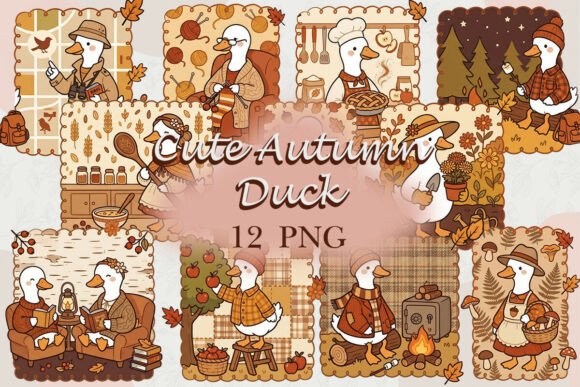 Download Cute Autumn Duck Clipart PNG - Duck clipart Collection