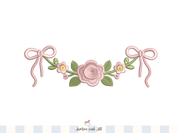 Download Floral Rose Bow Embroidery Border Design - Floral Collection