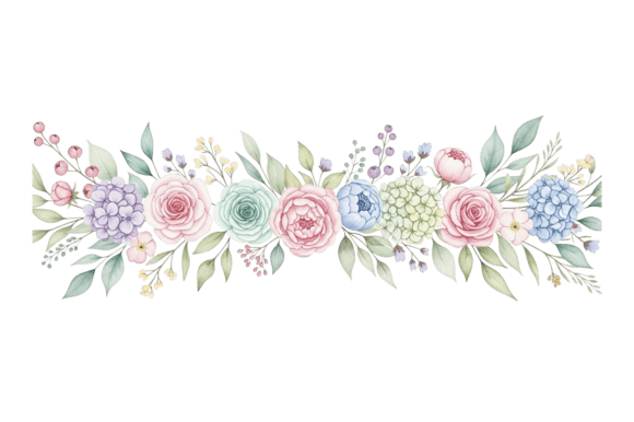 Download Watercolor Pastel Floral Border Trim - Floral Collection