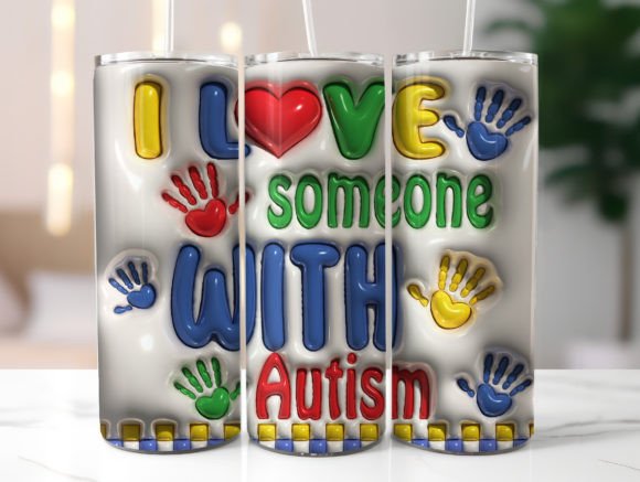 Download Autism Inflated 20oz Skinny Tumbler Wrap - Premium Bundle