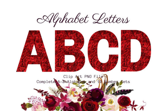 Download Red Floral Alphabet Sublimation Font - Floral Collection