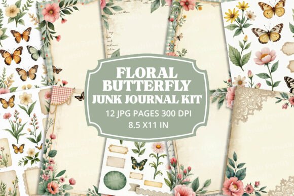 Download Floral Butterfly Mini Junk Journal Kit - Floral Collection